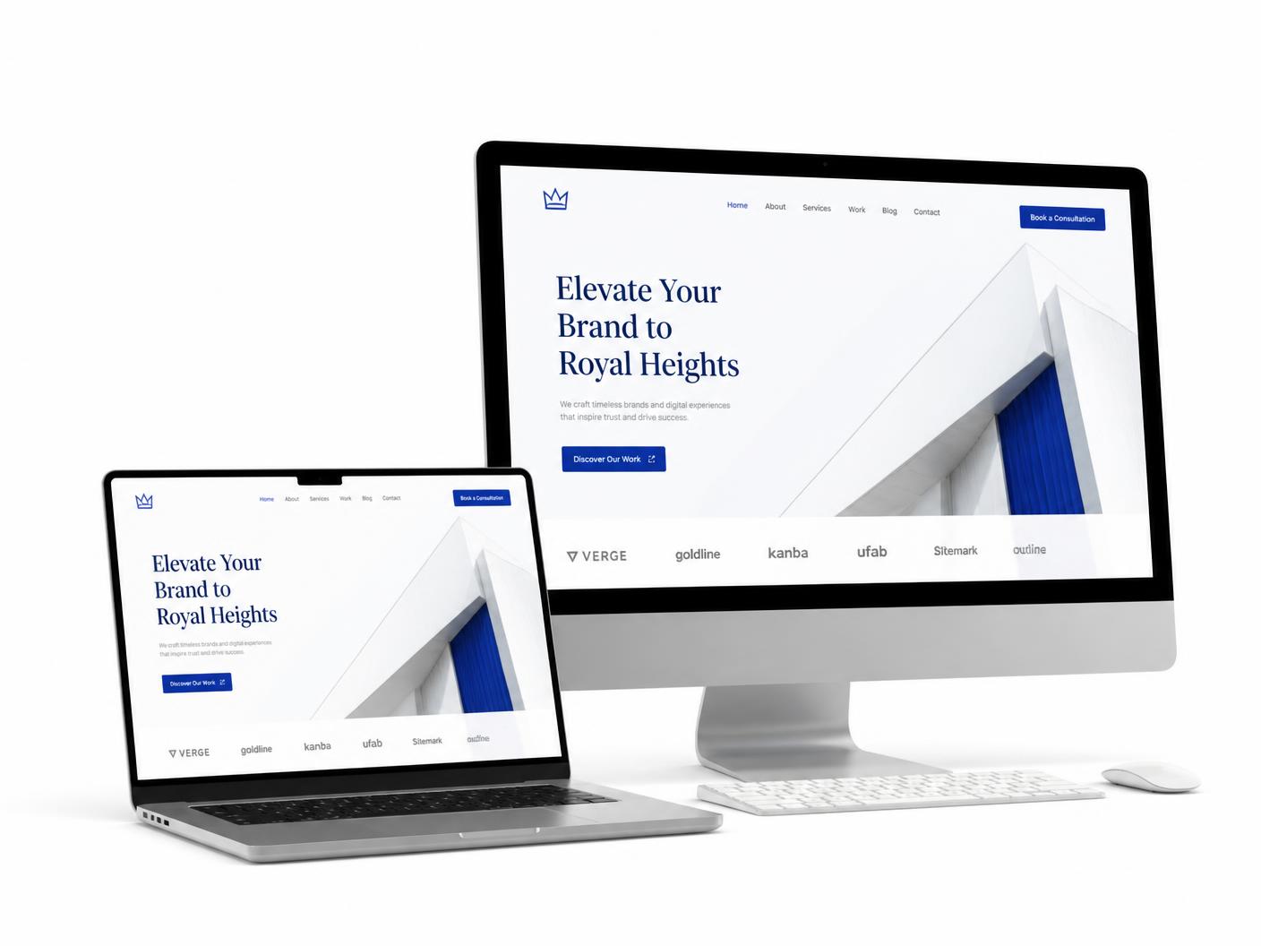 Aria Studios website design shown on a desktop and laptop mockup